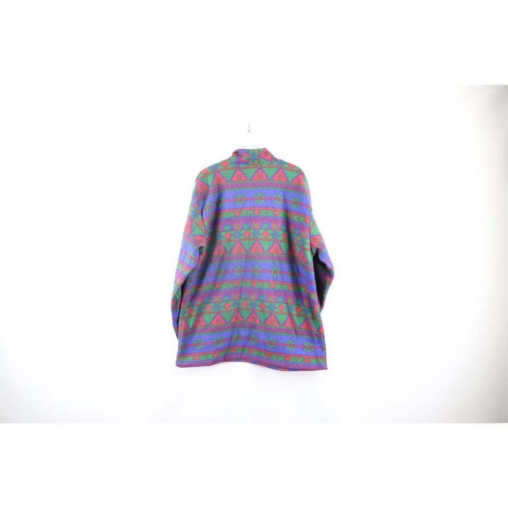 Vintage 90s Streetwear L Nordic Fair Isle Half Zip Fleece Pullover Sweater - Picture 5 of 7